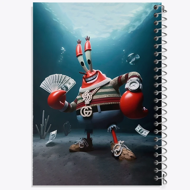 دفتر شطرنجی 50 برگ خندالو طرح خرچنگ باب اسفنجی کد F4398