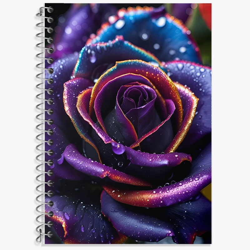 دفتر زبان 50 برگ خندالو مدل سه خط طرح گل رز کد F12720