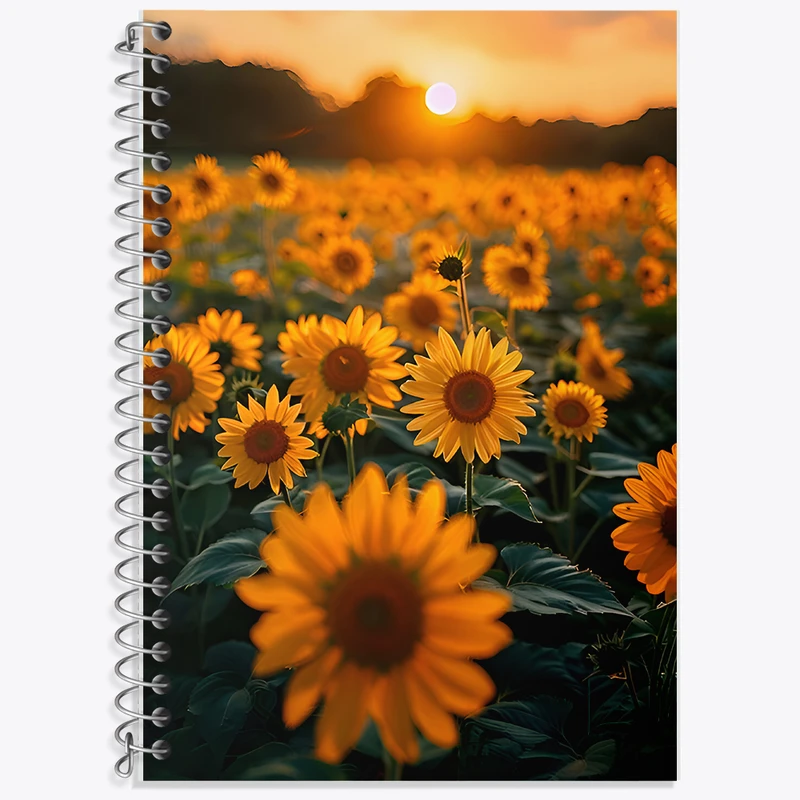 دفتر زبان 50 برگ خندالو مدل دو خط طرح گل آفتابگردان کد F9905