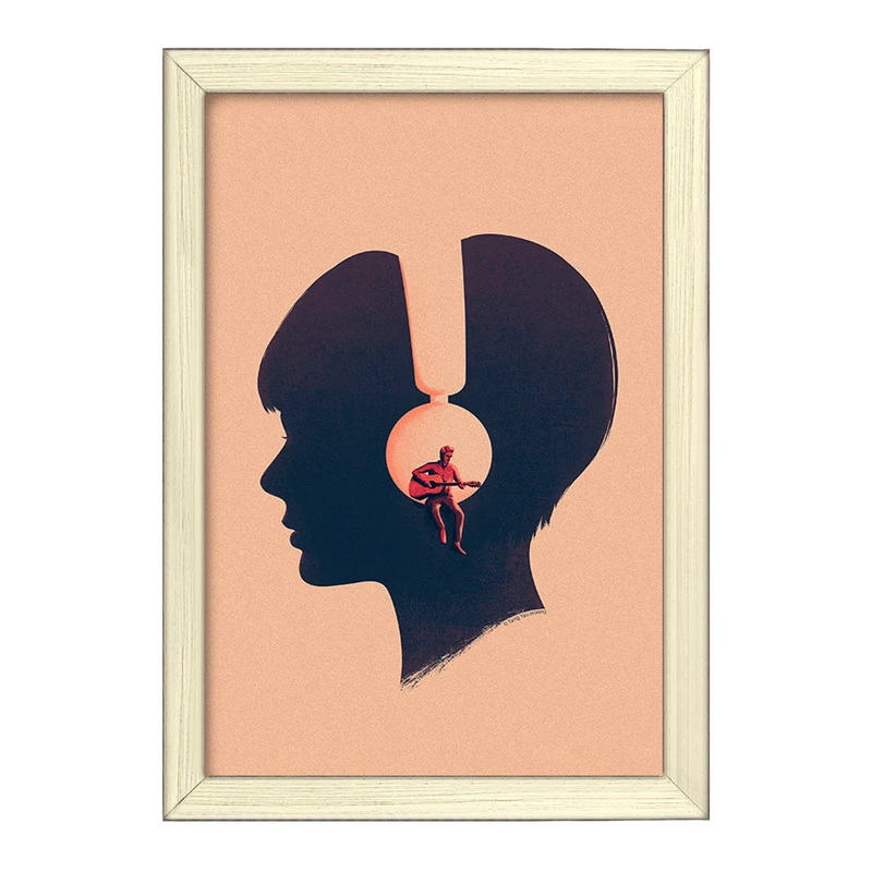 تابلو خندالو طرح دختر و هدفون کد F233