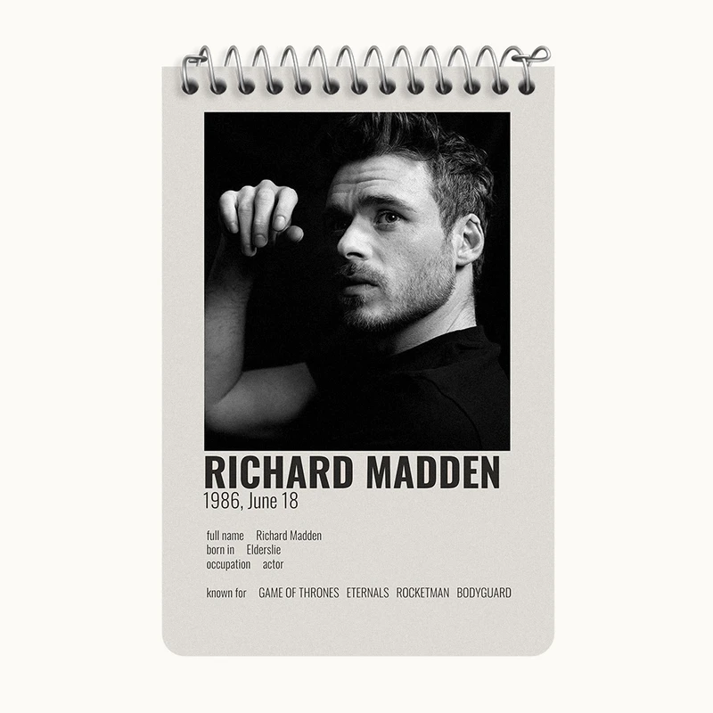 دفتر یادداشت 50 برگ خندالو طرح ریچارد مدن (Richard Madden) کد F13163