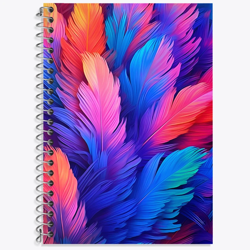 دفتر زبان 50 برگ خندالو مدل دو خط طرح پرهای رنگی کد N6769