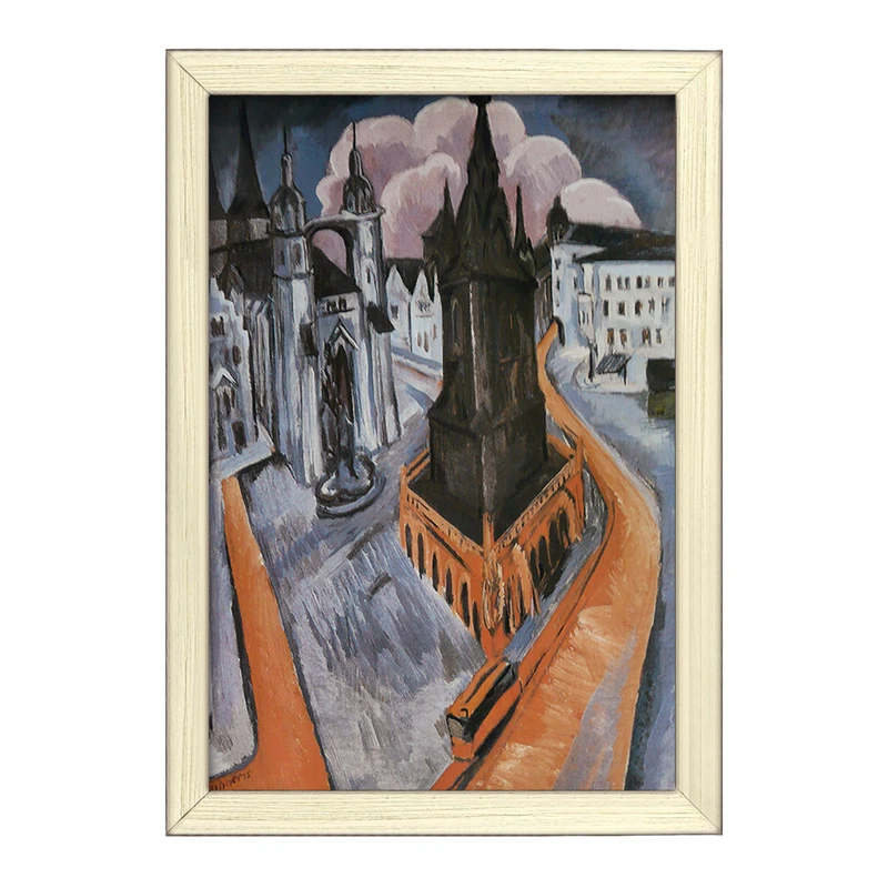 تابلو خندالو طرح نقاشی برج سرخ در هاله اثر ارنست لودویگ کیرشنر کد F12364