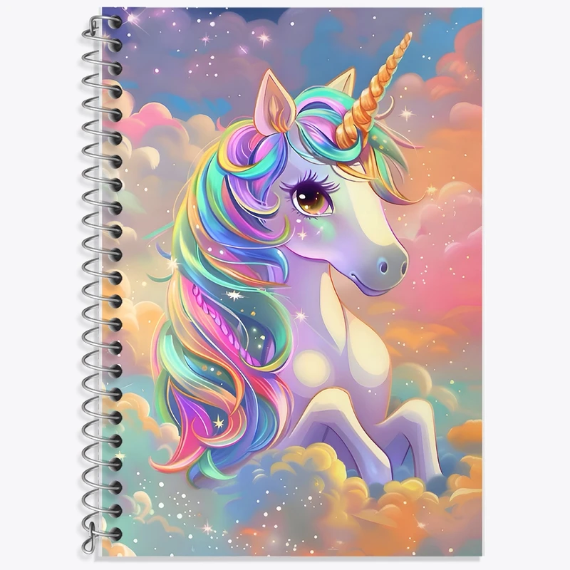 دفتر زبان 50 برگ خندالو مدل سه خط طرح اسب تک شاخ کد F9955