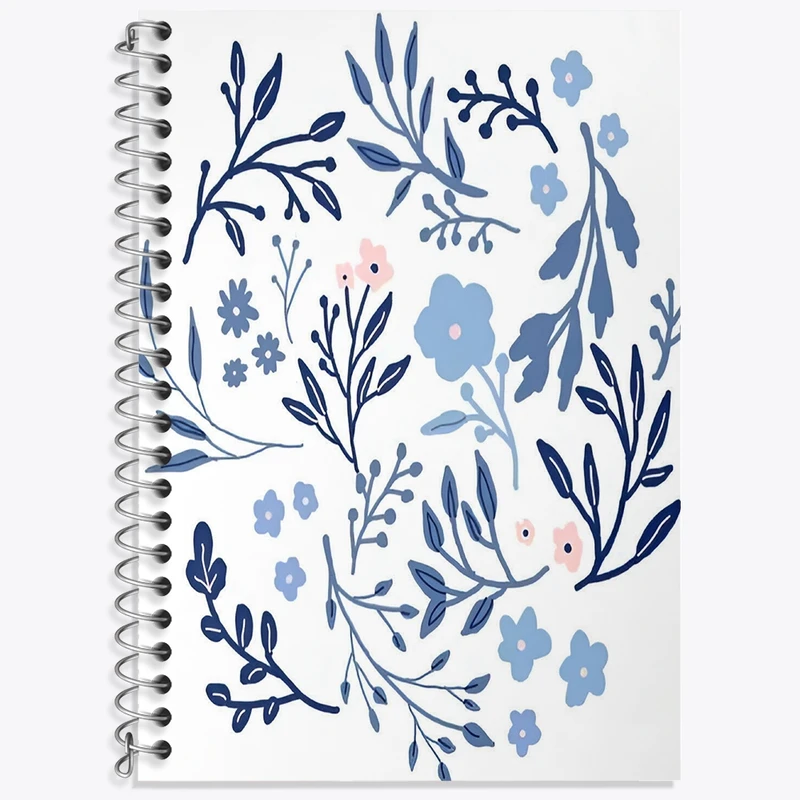 دفتر زبان 50 برگ خندالو مدل سه خط طرح گل آبی کد N6879