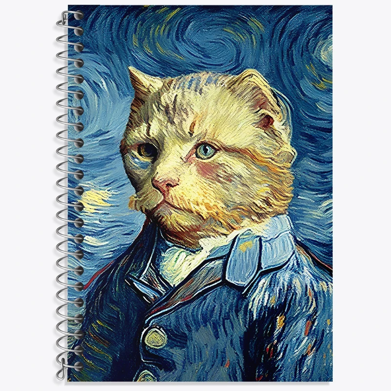 دفتر زبان دوخط 50 برگ خندالو طرح گربه ونگوگ کد F4092