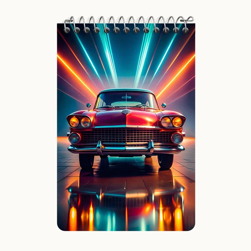 دفتر یادداشت 50 برگ خندالو طرح ماشین کلاسیک کد F8444