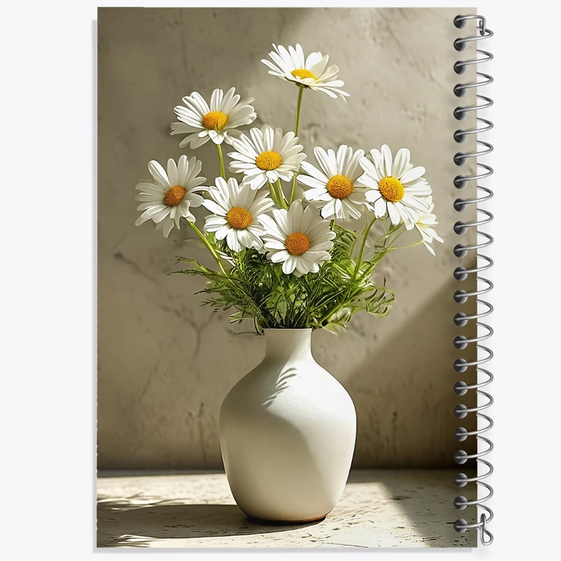 دفتر لیست خرید 50 برگ خندالو طرح گلدان گل بابونه کد F11183