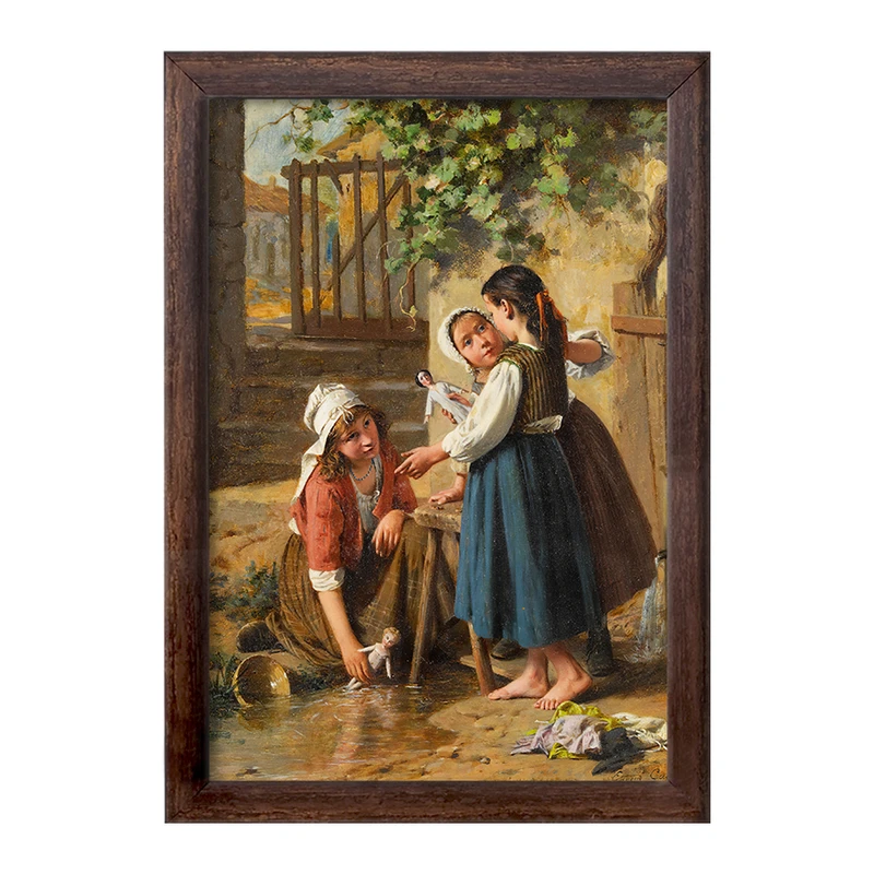 تابلو خندالو طرح نقاشی روز حمام عروسک اثر پیر ژان ادموند کستان کد F12367