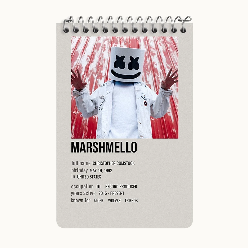 دفتر یادداشت 50 برگ خندالو طرح مارشملو (Marshmello) کد F13161