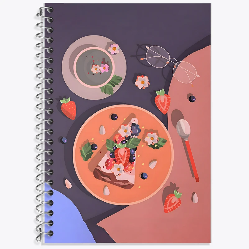 دفتر زبان 50 برگ خندالو مدل دو خط طرح به وقت کافه کد F10571