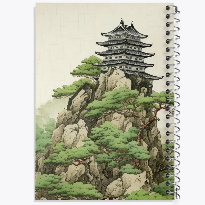 دفتر ژورنال نویسی 50 برگ خندالو مدل نقطه ای طرح خانه ی ژاپنی کد F3574