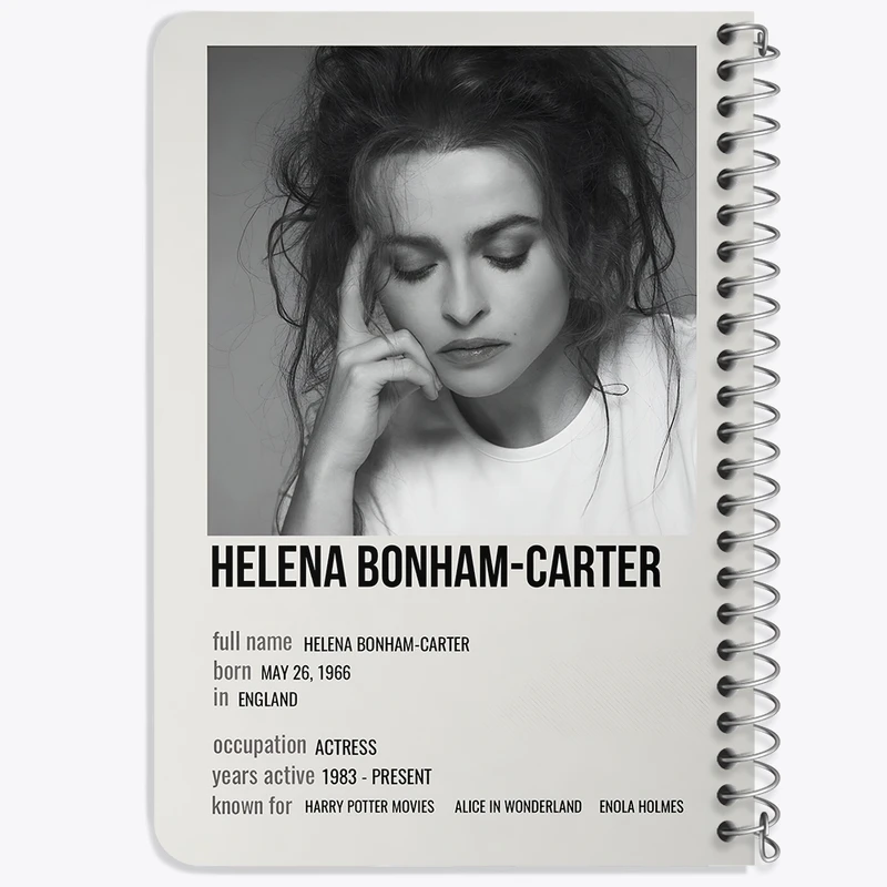 دفتر یادداشت 50 برگ خندالو طرح هلنا بونهام کارتر (Helena Bonham Carter) کد F13150