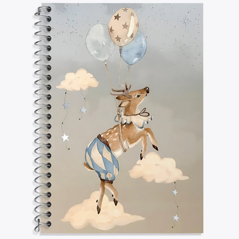 دفتر زبان 50 برگ خندالو مدل سه خط طرح آهوی زیبای سیرک کد N8474