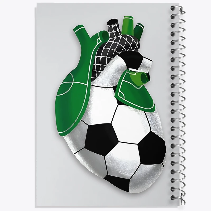 دفتر ژورنال نویسی 50 برگ خندالو مدل نقطه ای طرح قلب فوتبالی کد F4818