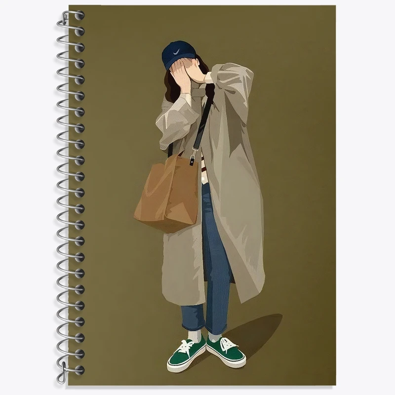 دفتر زبان 50 برگ خندالو مدل سه خط طرح دخترانه مینیمال کد F3259