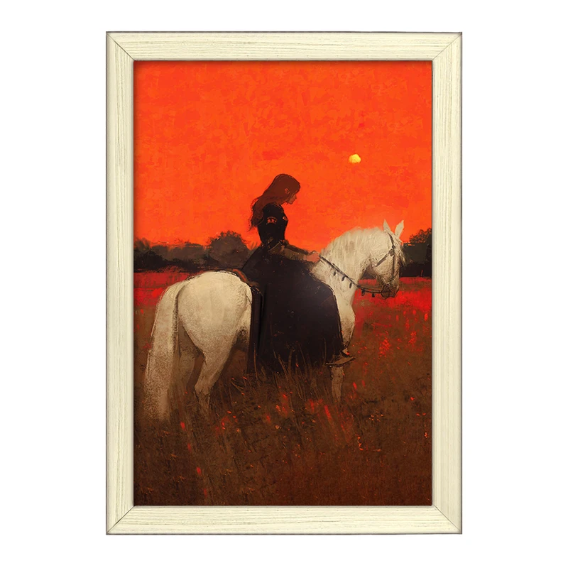 تابلو خندالو طرح نقاشی زن و اسب کد F1156