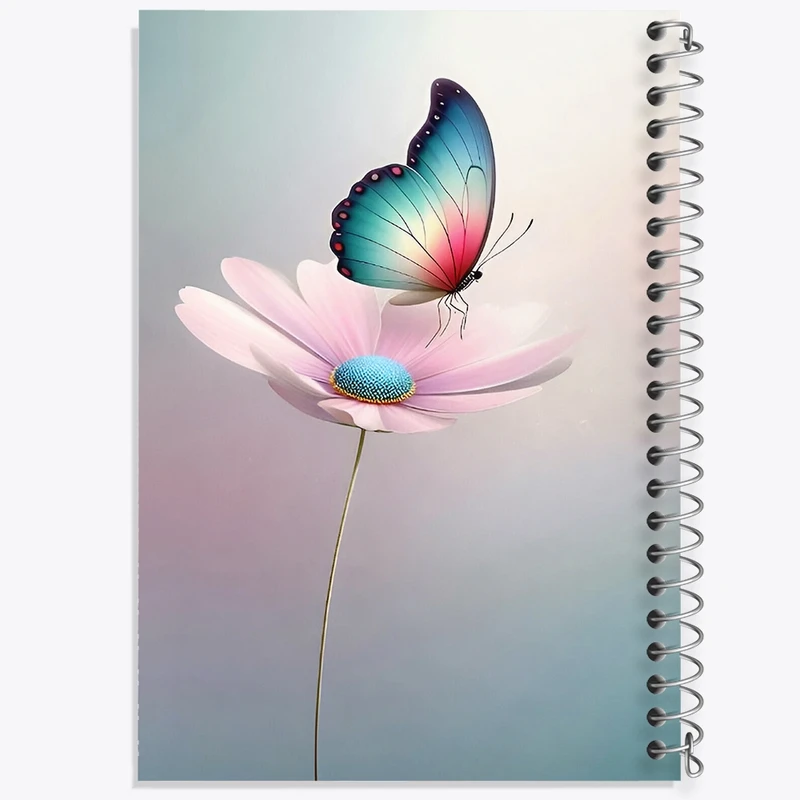 دفتر شطرنجی 50 برگ خندالو طرح گل و پروانه کد F8889