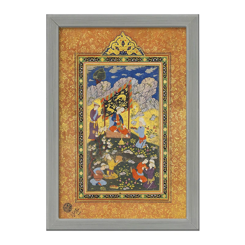 تابلو خندالو طرح نقاشی فرمانروا در تفرجگاه اثر هنرمند ناشناس ایرانی کد F12188