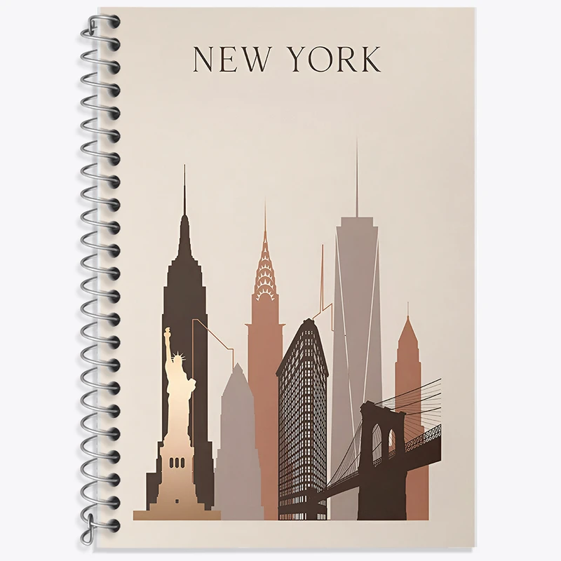 دفتر زبان 50 برگ خندالو مدل دو خط طرح نیویورک (New York) کد F10356