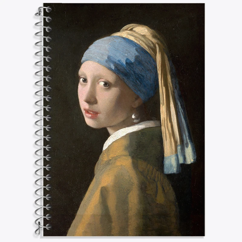 دفتر نت موسیقی 50 برگ خندالو طرح نقاشی دختری با گوشواره های مروارید اثر یوهانس فرمیر کد F12424