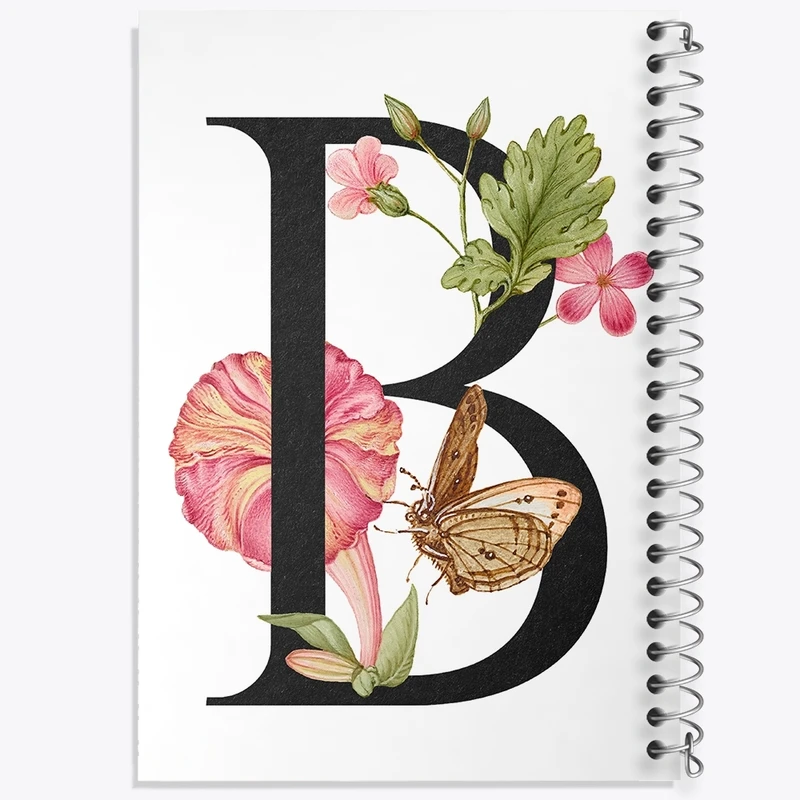 دفتر طراحی 50 برگ خندالو طرح گل و حرف B کد F2823