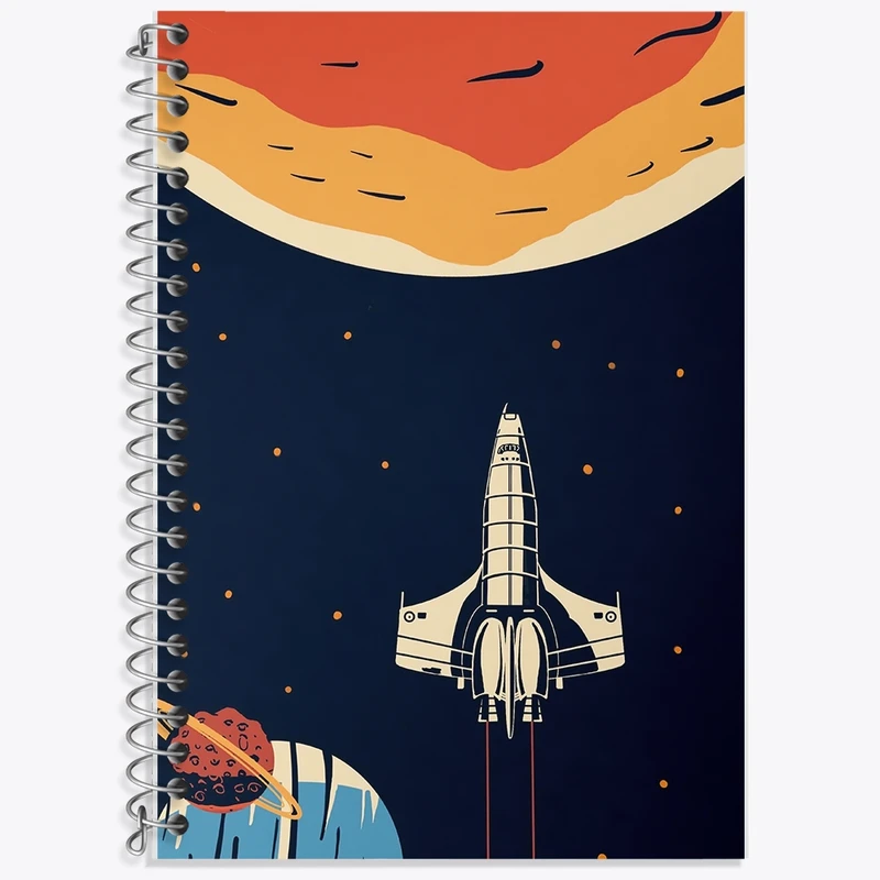 دفتر زبان 50 برگ خندالو مدل سه خط طرح سفینه فضایی کد F10089