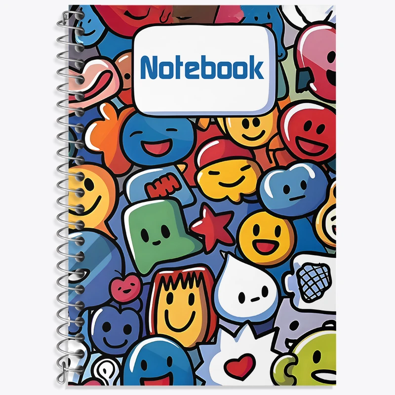 دفتر زبان 50 برگ خندالو مدل دو خط طرح پترن ایموجی کد N6692