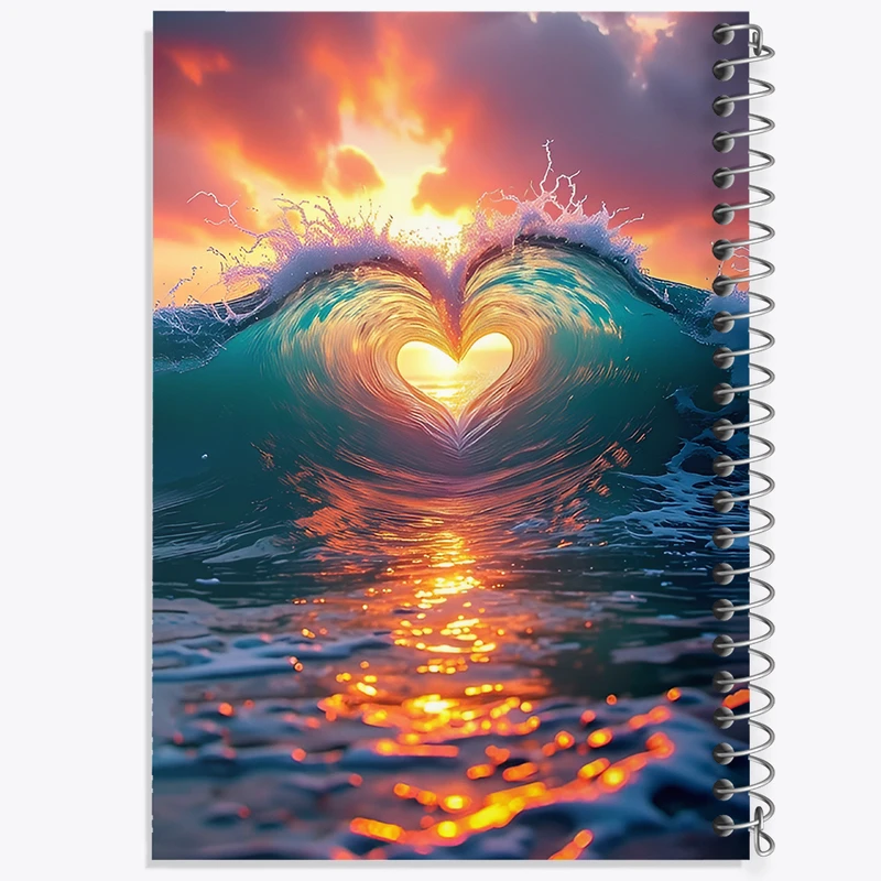 دفتر مشق 50 برگ خندالو طرح موج دریا و قلب کد F10673