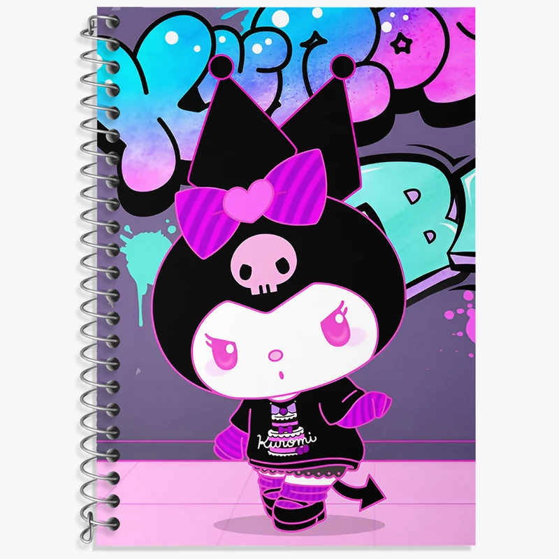 دفتر زبان 50 برگ خندالو مدل دو خط طرح کرومی (Kuromi) کد N8973