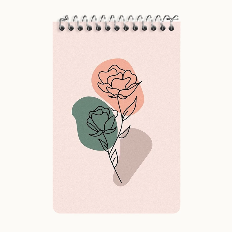 دفتر یادداشت 50 برگ خندالو طرح گل مینیمال کد F3638