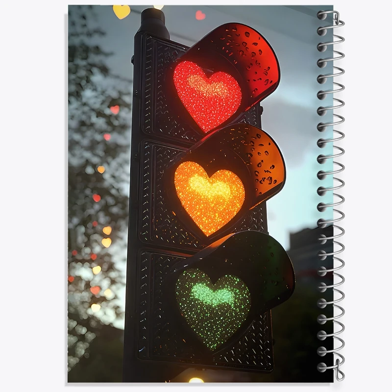 دفتر شطرنجی 50 برگ خندالو طرح چراغ راهنمایی و رانندگی قلبی کد F9936