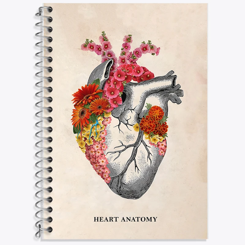 دفتر زبان دوخط 50 برگ خندالو طرح آناتومی قلب (Heart Anatomy) کد F14024