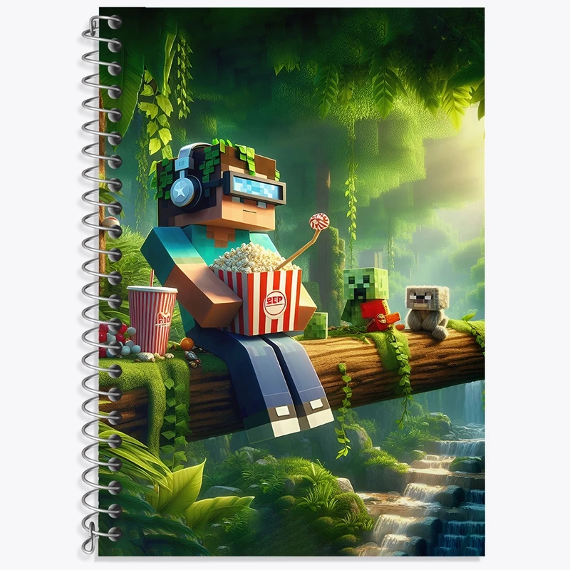 دفتر زبان 50 برگ خندالو مدل سه خط طرح ماینکرافت (Minecraft) کد F3548