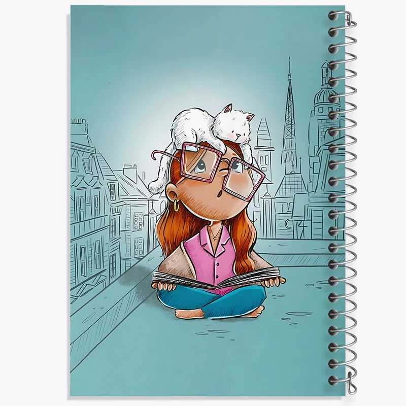 دفتر مشق 100 برگ خندالو طرح دختر و گربه شیطون کد N6255