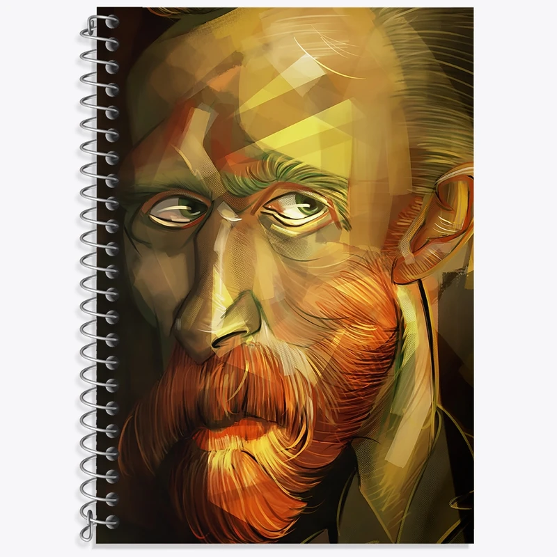 دفتر زبان 50 برگ خندالو مدل سه خط طرح ونسان ونگوگ کد F4606