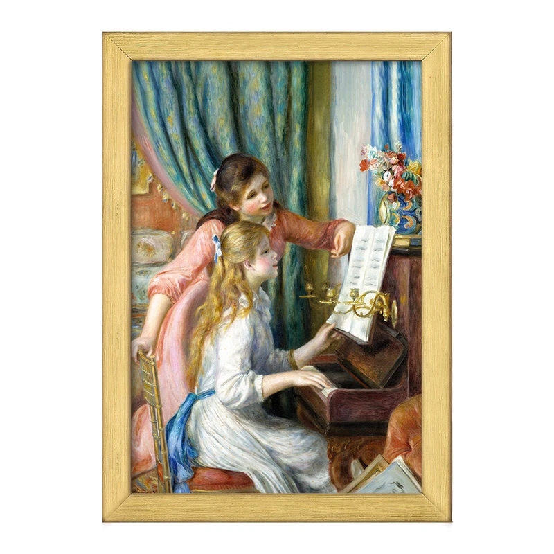 تابلو خندالو طرح نقاشی دختران جوان در کنار پیانو اثر پیر آگوست رنوآر کد F12205