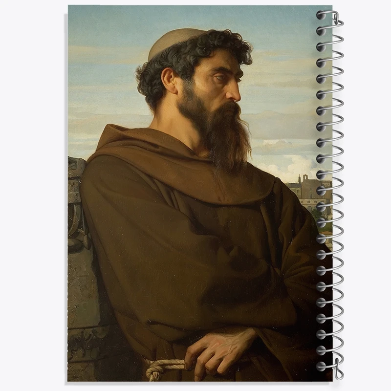 دفتر شطرنجی 50 برگ خندالو طرح نقاشی یک متفکر، راهب جوان رومی اثر الکساندر کابانل کد F12198