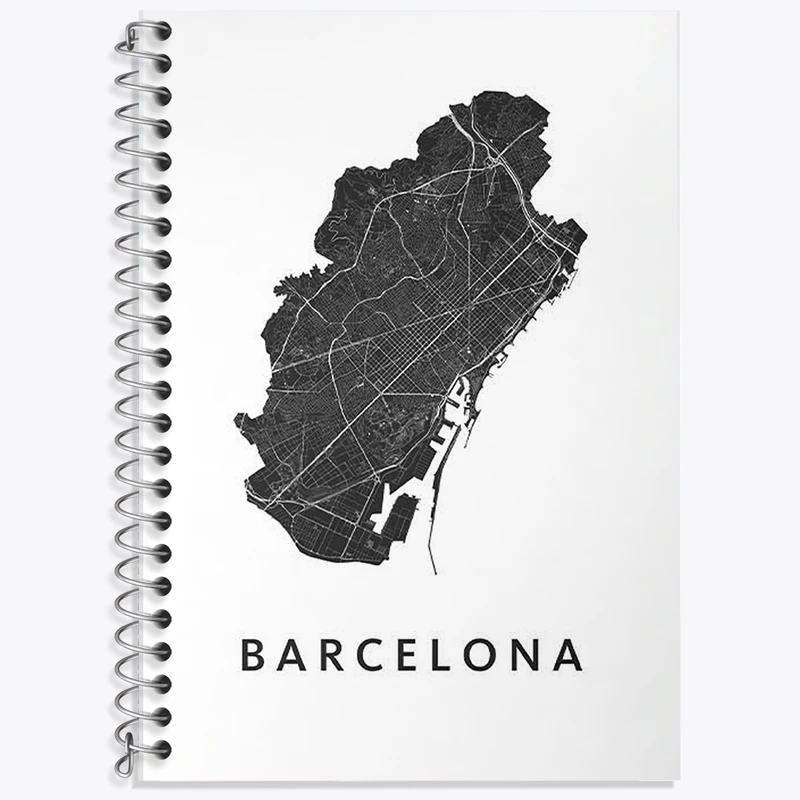 دفتر زبان 50 برگ خندالو مدل دو خط طرح نقشه بارسلونا کد F11957