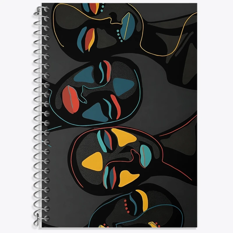 دفتر لغت 50 برگ خندالو طرح صورتک های آفریقایی کد F9678