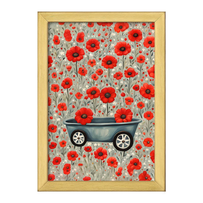 تابلو خندالو طرح کلاسکه گل قرمز کد F2979