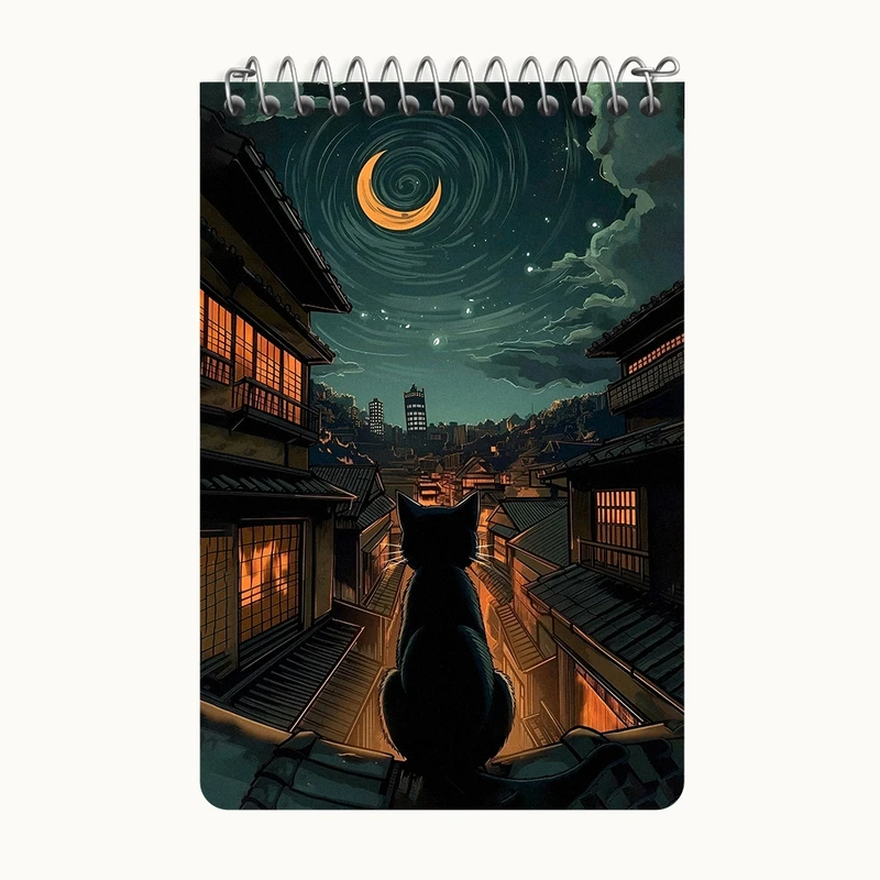 دفتر یادداشت 50 برگ خندالو طرح گربه و شهر کد F4544