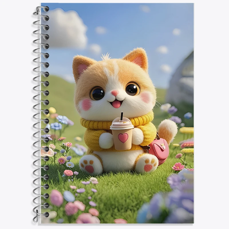 دفتر زبان 50 برگ خندالو مدل دو خط طرح گربه بامزه کد F11808