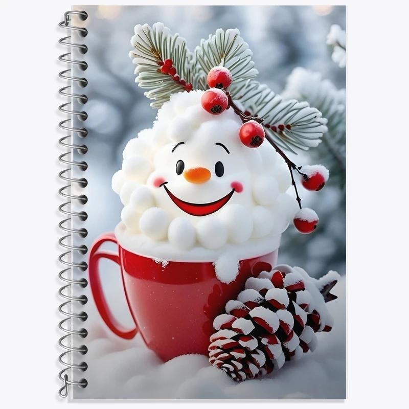 دفتر زبان 50 برگ خندالو مدل سه خط طرح کاپ برفی کد F8706