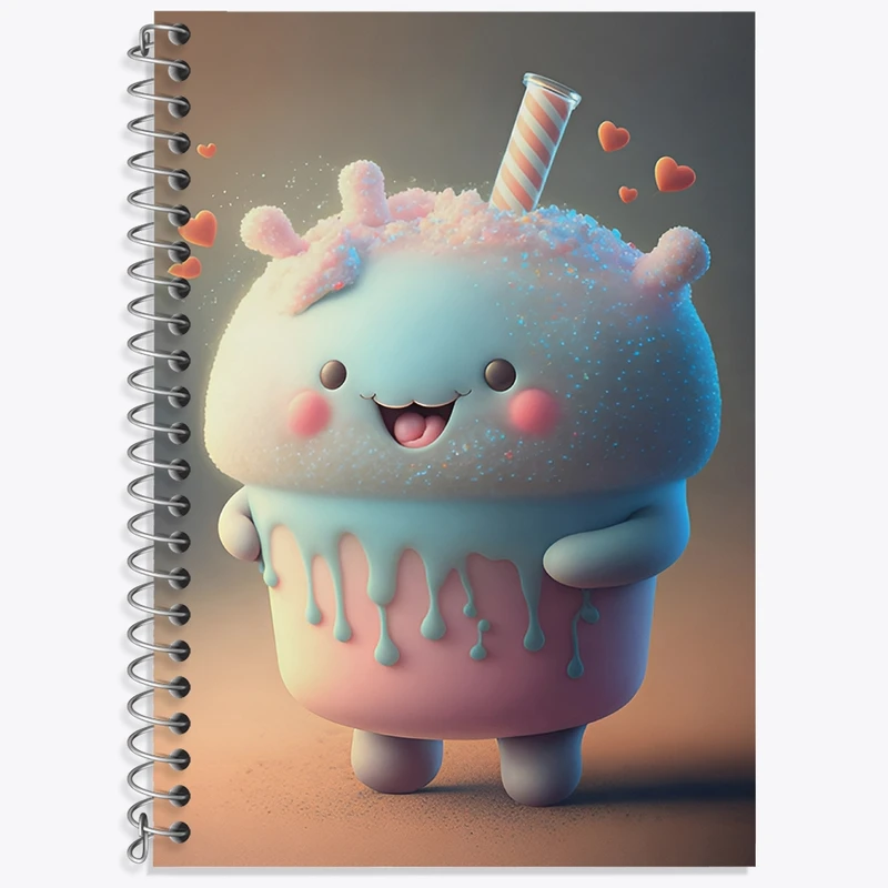 دفتر زبان 50 برگ خندالو مدل سه خط طرح بستنی بامزه کد F3365