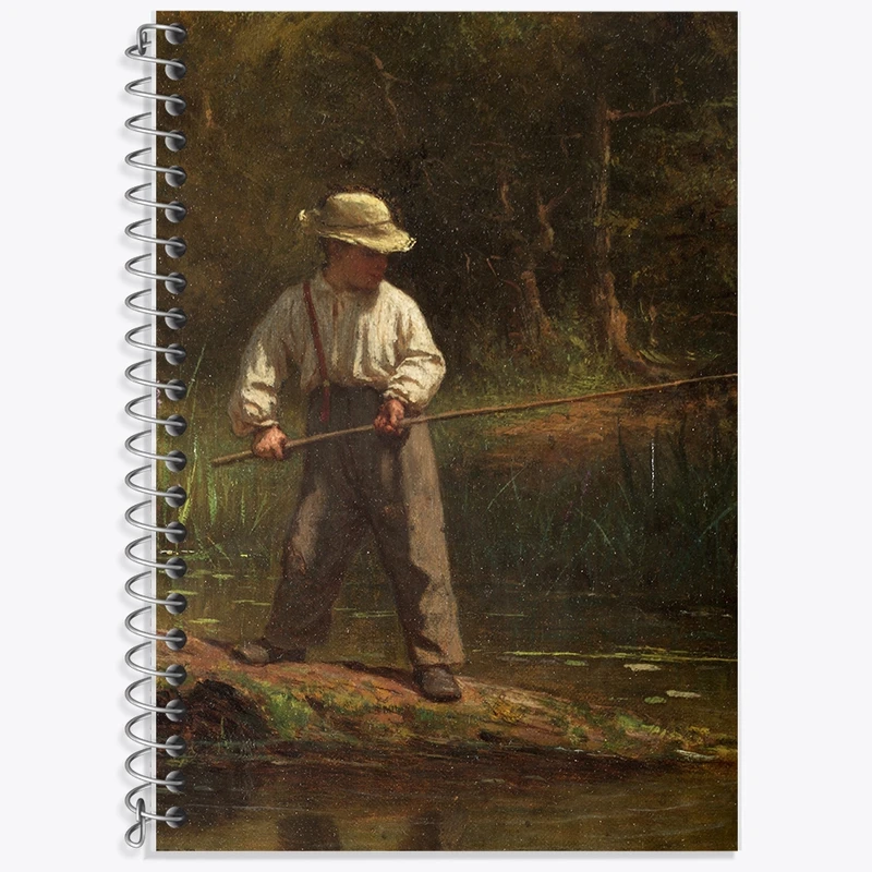 دفتر زبان 50 برگ خندالو مدل سه خط طرح نقاشی پسر ماهیگیر اثر ایستمن جانسون کد F12265