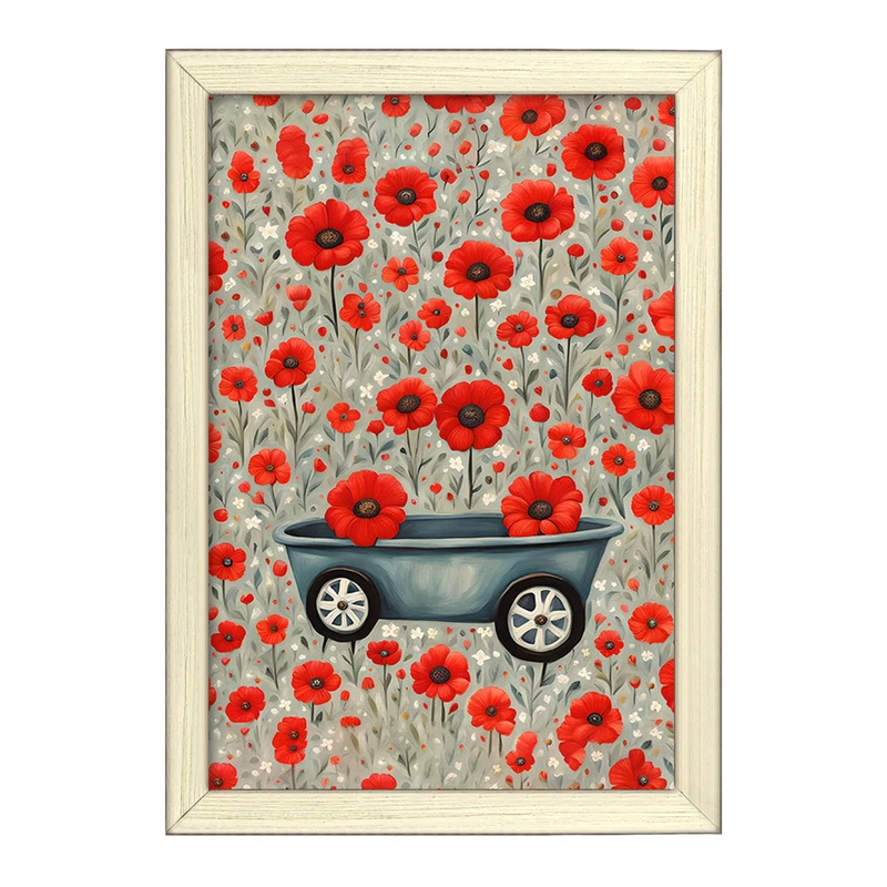 تابلو خندالو طرح کالسکه گل کد F2979