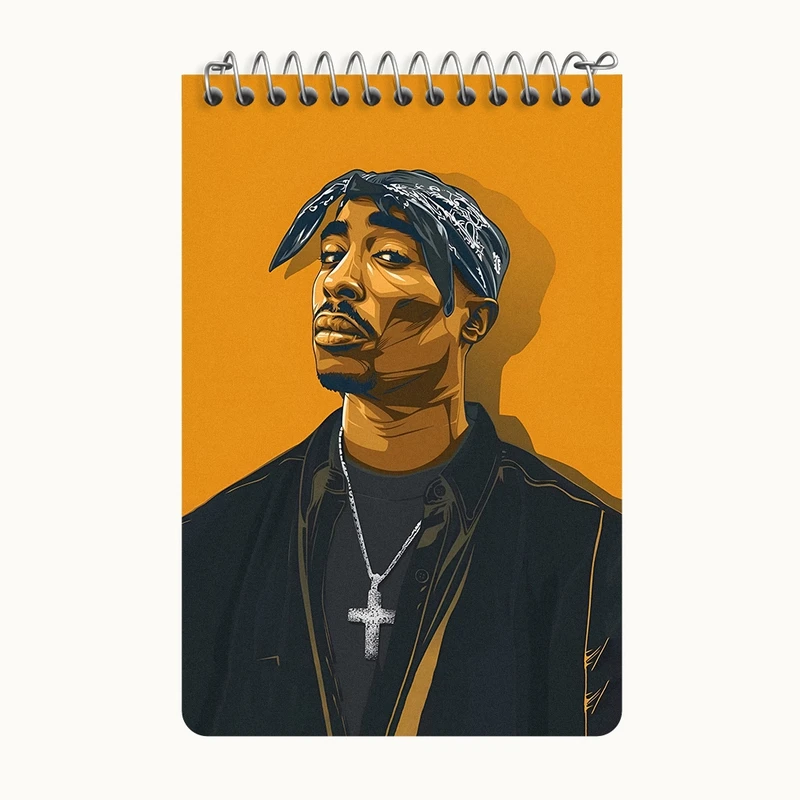 دفتر یادداشت 50 برگ خندالو طرح توپاک (Tupac) کد F4640