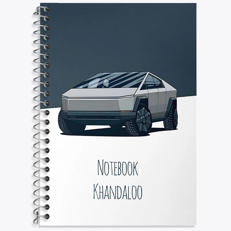 دفتر زبان 50 برگ خندالو مدل سه خط طرح تسلا (Tesla Cybertruck) کد N7522