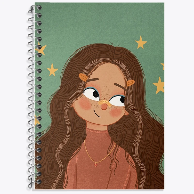 دفتر زبان 50 برگ خندالو مدل سه خط طرح دختر خجالتی کد F10953